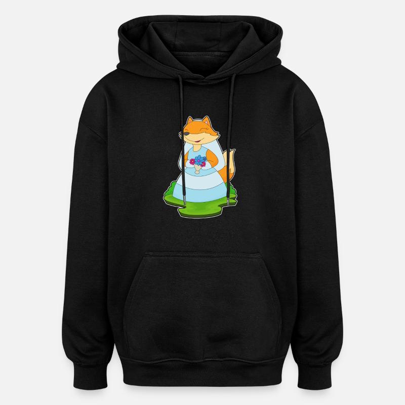 Fox Bridal Veil Wedding - Oversized Unisex Hoodie - black