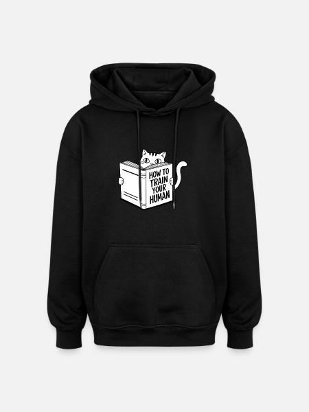 Sjov kat - Oversize unisex hoodie - sort