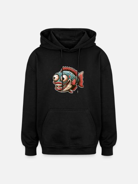 Fish - Oversized Unisex Hoodie - black