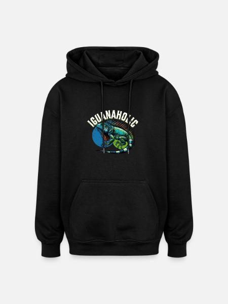 Iguane - Sweat à capuche oversize unisexe - noir