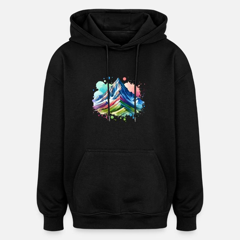 Berge - Oversized Unisex Hoodie - Schwarz