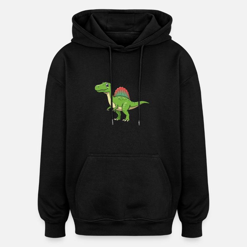 Dino Dessin Animé Spinosaurus - Sweat à capuche oversize unisexe - noir