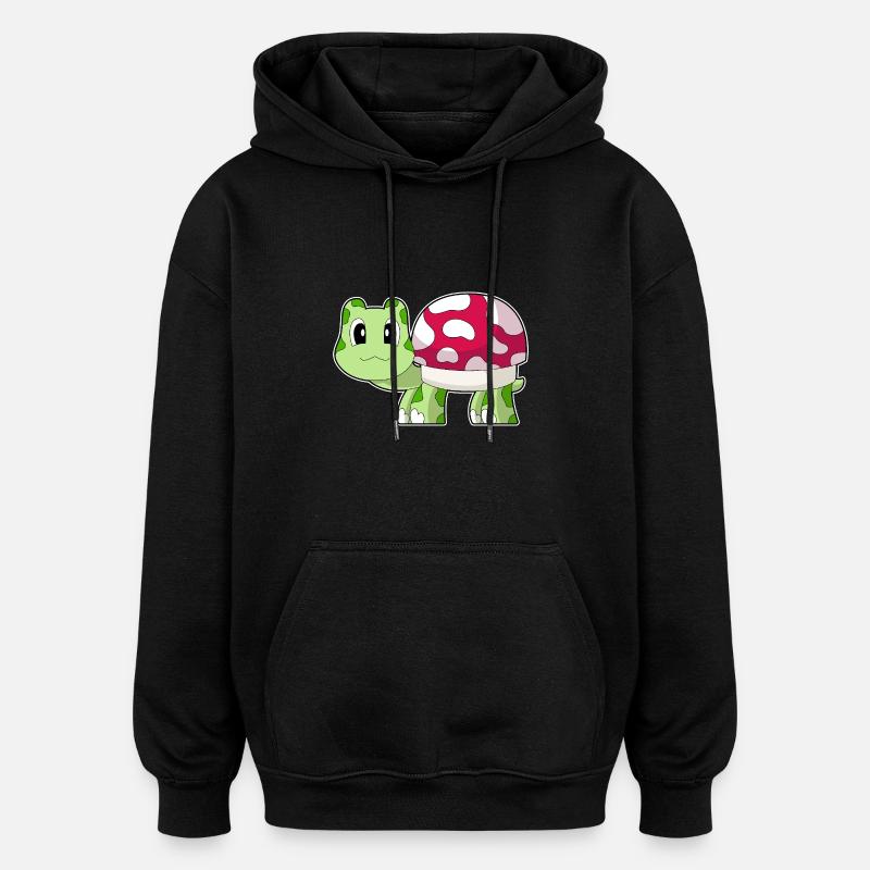Champignon Tortue - Sweat à capuche oversize unisexe - noir