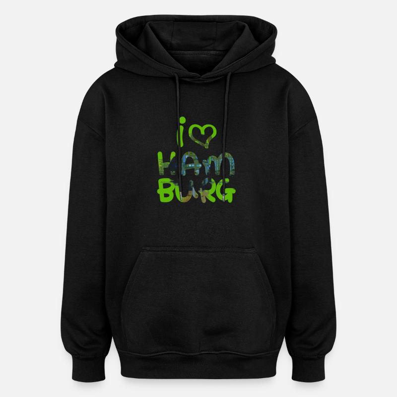 J’aime Hambourg - Sweat à capuche oversize unisexe - noir