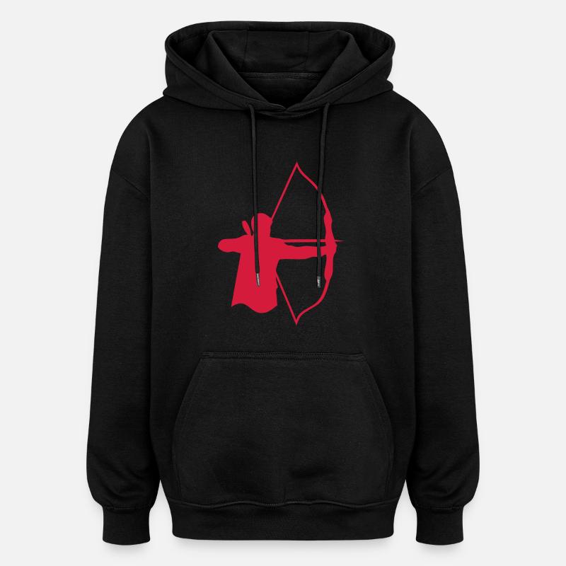 tir arc logo archery bogenschieben6 - Sweat à capuche oversize unisexe - noir