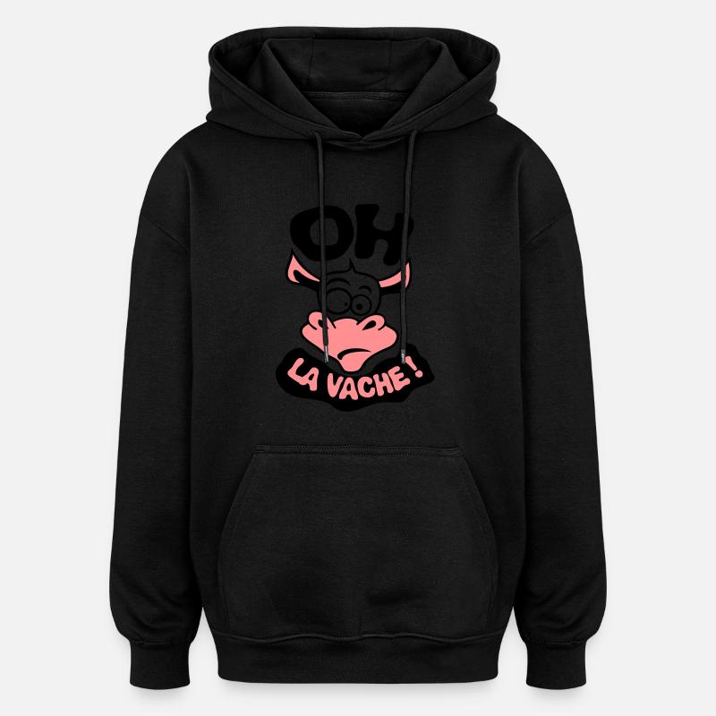oh cow phrase citation exclamat - Oversized Unisex Hoodie - black