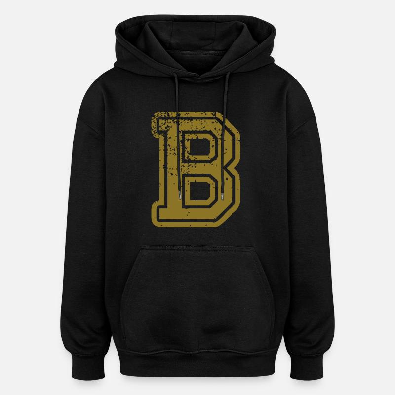B - Buchstabe - Oversized Unisex Hoodie - Schwarz