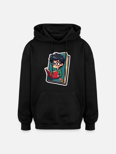 BOOK NERD - Oversized Unisex Hoodie - black