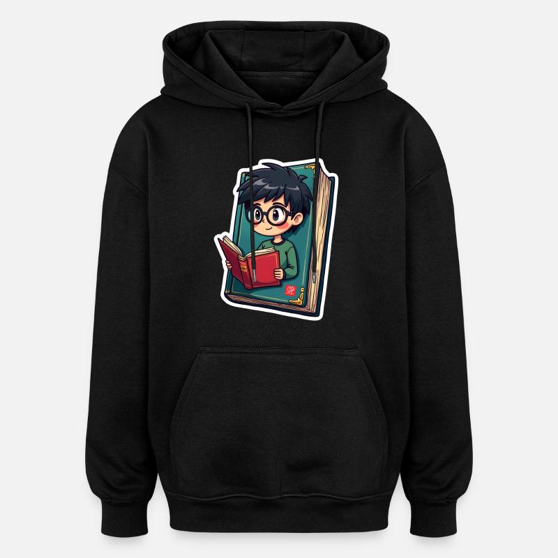 BUCHEN NERD - Oversized Unisex Hoodie - Schwarz