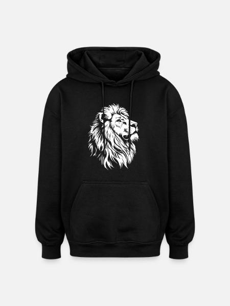 Löwe - Oversized Unisex Hoodie - Schwarz