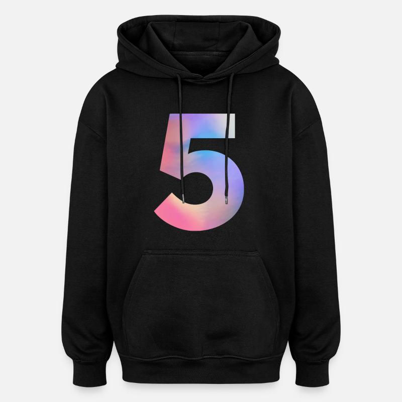 Bunte Zahl 5 - Oversized Unisex Hoodie - Schwarz