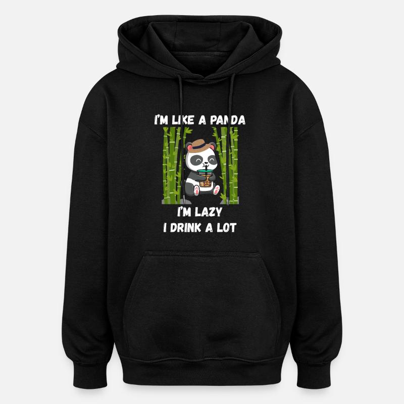 Lazy panda mode - Oversized Unisex Hoodie - black