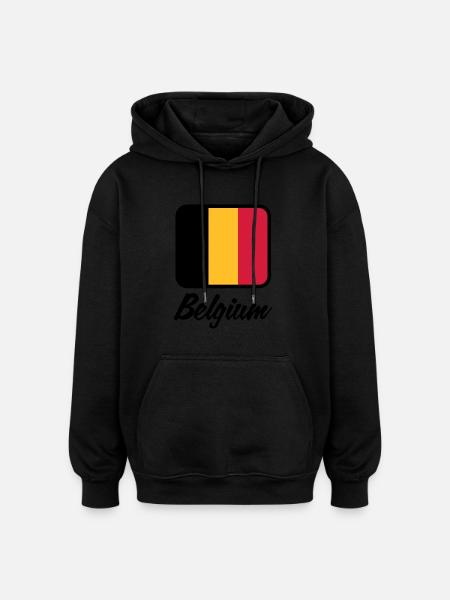National Flag of Belgium - Oversized Unisex Hoodie - black