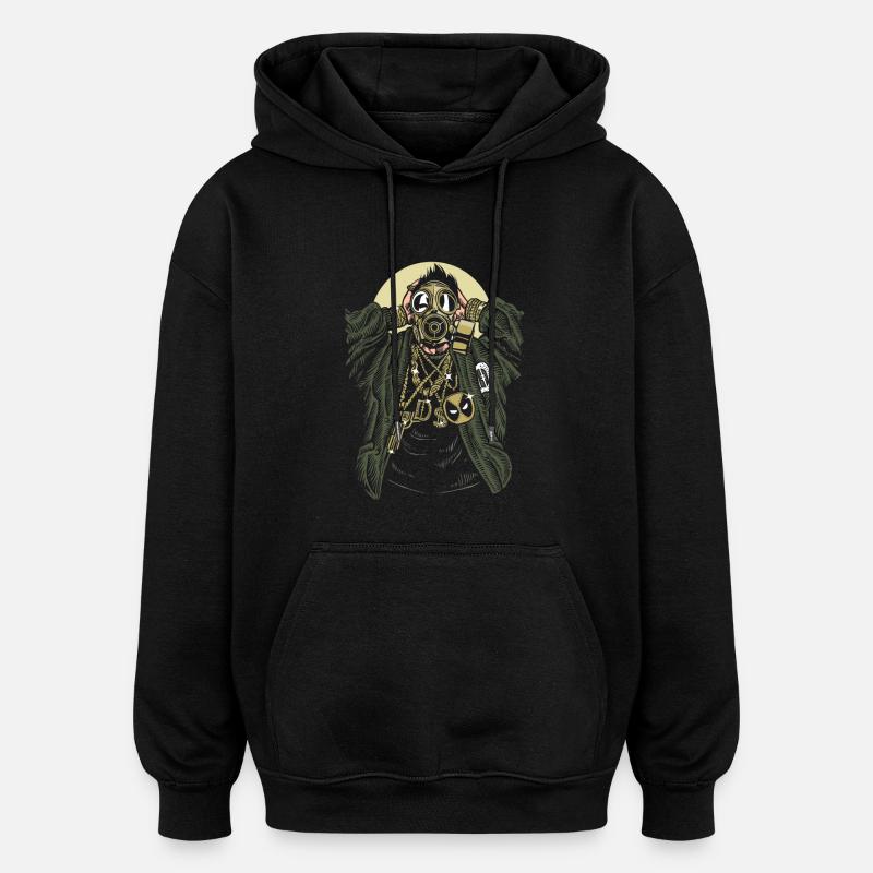 gasmask Gangsta - Sweat à capuche oversize unisexe - noir
