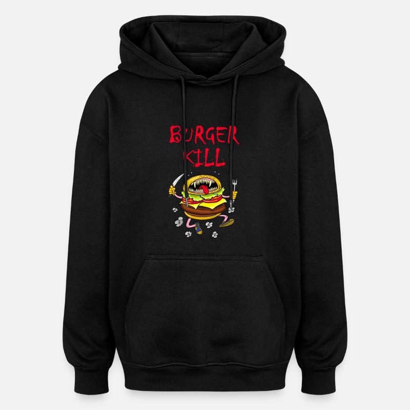 Fleischfresser Hamburger - Oversized Unisex Hoodie - Schwarz