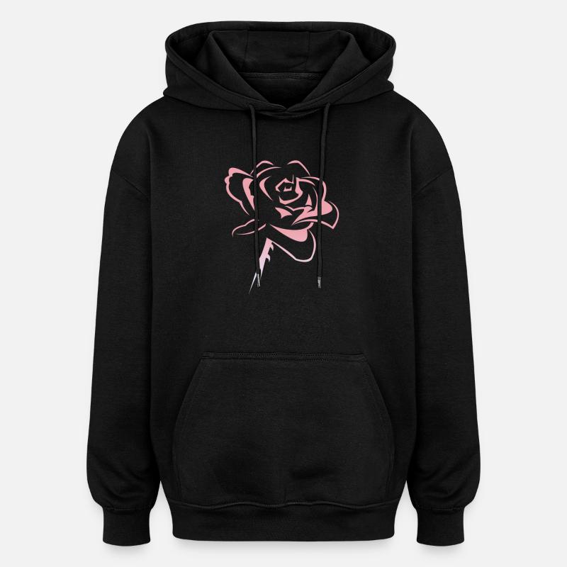 Blume,Rose - Oversized Unisex Hoodie - Schwarz