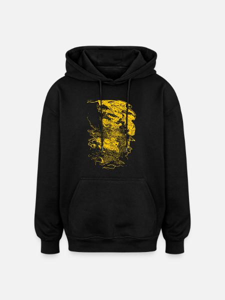 Gelbes Profil-Silhouette Muster - Oversized Unisex Hoodie - Schwarz