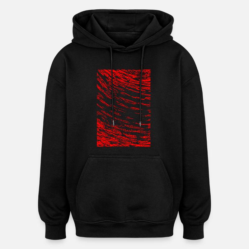 Abstraktes Bild / rot / Muster / Linie - Oversized Unisex Hoodie - Schwarz