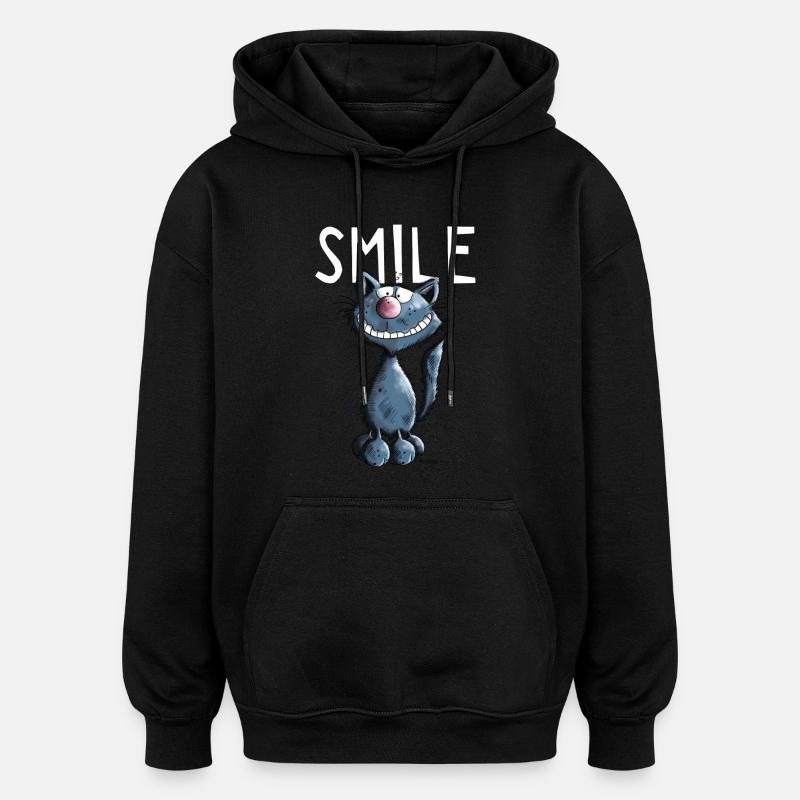 Drôle Chat dessin animé - Cadeau - Sweat à capuche oversize unisexe - noir