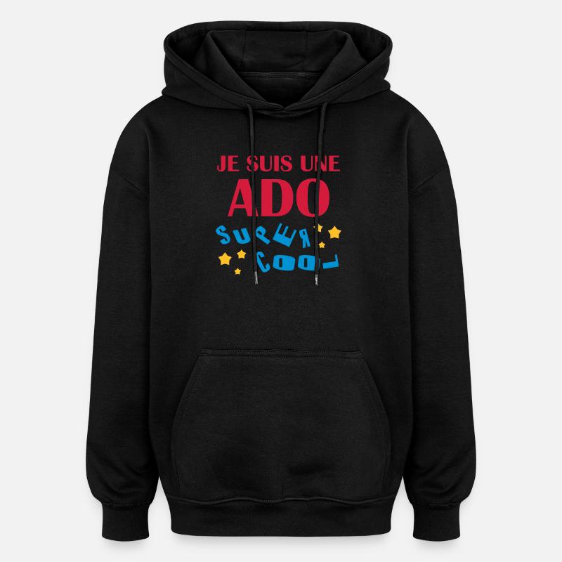 adolescent / enfant / ado / adolescente - Sweat à capuche oversize unisexe - noir