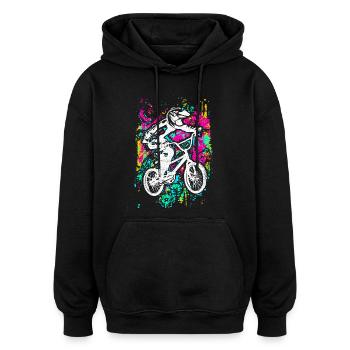 BMX vélo | Roue BMX | Cool BMX | BMX Cadeau - Sweat à capuche oversize unisexe - noir - Devant - Noah (186cm)