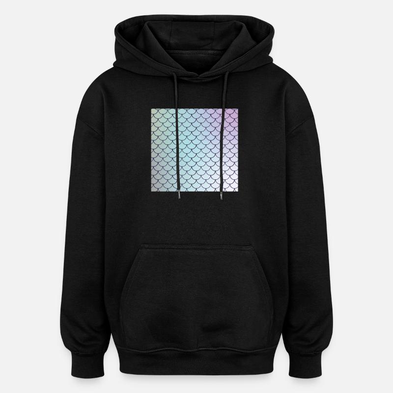 Motif d’écailles de poisson aquarelle - Sweat à capuche oversize unisexe - noir