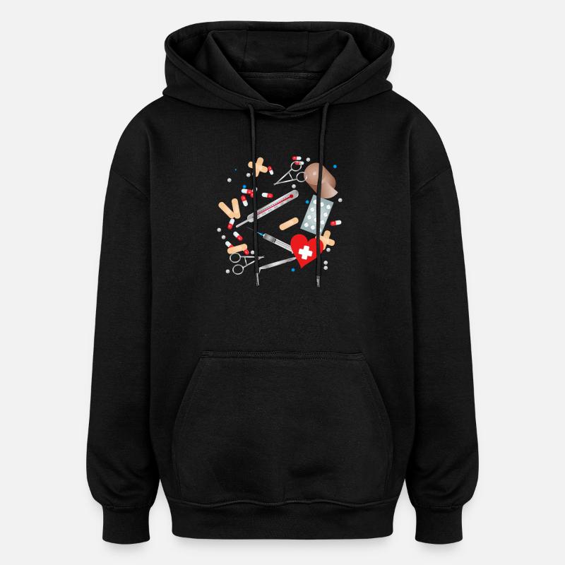 Erste Hilfe Set,Reiseapotheke oder Hausapotheke - Oversized Unisex Hoodie - Schwarz