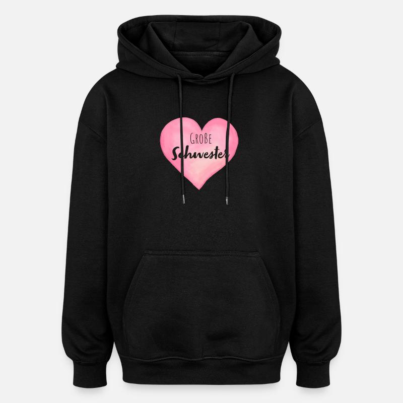 Große Schwester Herz - Oversized Unisex Hoodie - Schwarz