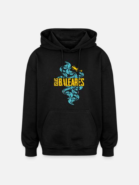 Balearic Islands Waves Pattern - Oversized Unisex Hoodie - black