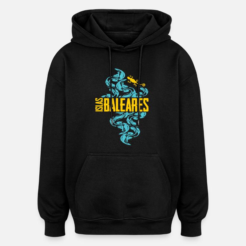 Îles Baléares Motif de vagues - Sweat à capuche oversize unisexe - noir