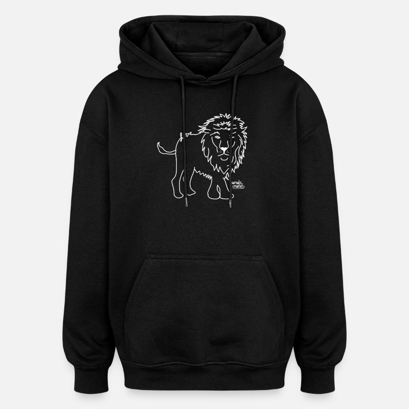 Lion- Aimer les animaux - Sweat à capuche oversize unisexe - noir