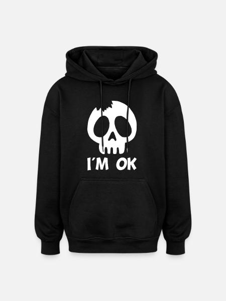 I'm fine (white) - Oversized Unisex Hoodie - black