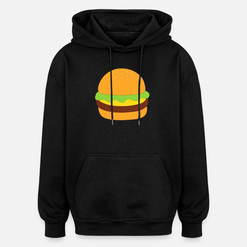 Burgers, restauration rapide, manger, cuisiner - Sweat à capuche oversize unisexe - noir