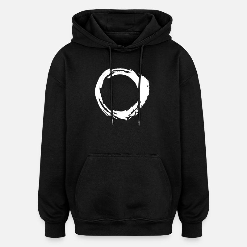 Circle brushstroke brush white - Oversized Unisex Hoodie - black