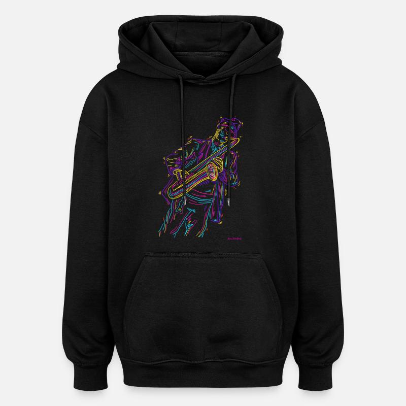 Saxophone jazz - Sweat à capuche oversize unisexe - noir