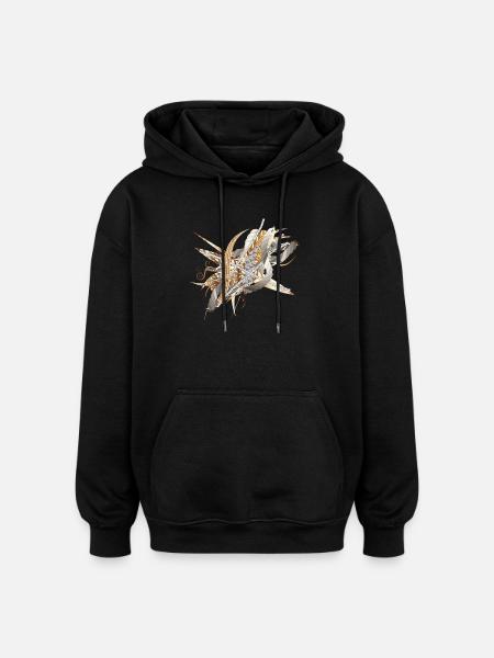 kunstnerisk filigran motiv lavet af bånd og fjer - Oversize unisex hoodie - sort