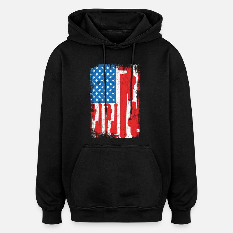 Installateur Drapeau des États-Unis - Sweat à capuche oversize unisexe - noir