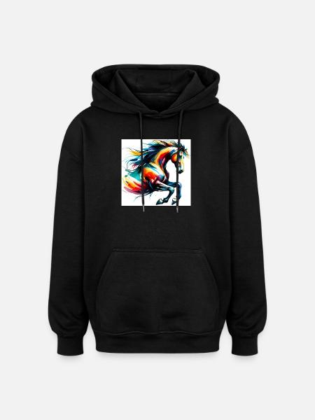 Cheval - Sweat à capuche oversize unisexe - noir