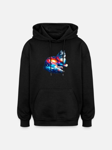 Chat - Sweat à capuche oversize unisexe - noir