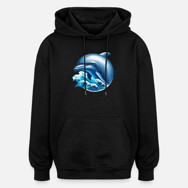 Dolphin - Oversized Unisex Hoodie - black