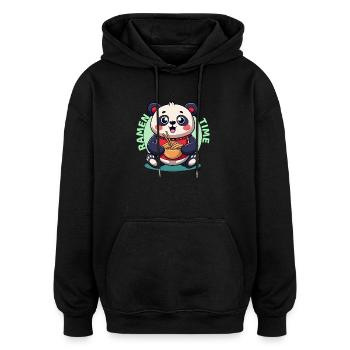 Temps du Ramen Panda - Sweat à capuche oversize unisexe - noir - Devant - Noah (186cm)