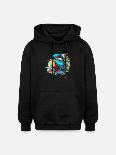 Kingfisher - Oversized Unisex Hoodie - black