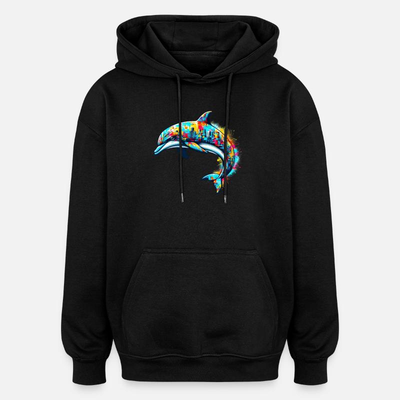 Dolphin - Oversized Unisex Hoodie - black