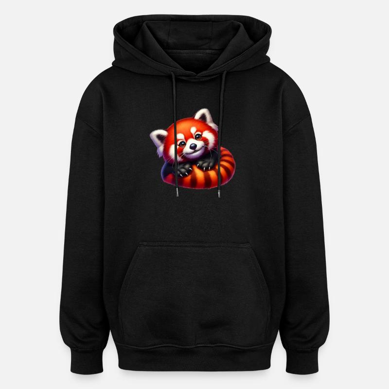 Red panda - Oversized Unisex Hoodie - black