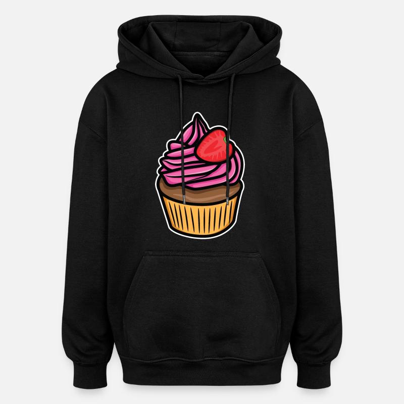Dessin de gâteau - Sweat à capuche oversize unisexe - noir
