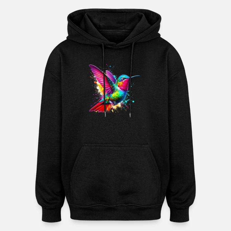 Hummingbird - Oversized Unisex Hoodie - black