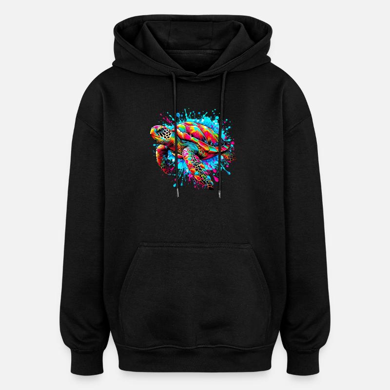 Tortue - Sweat à capuche oversize unisexe - noir