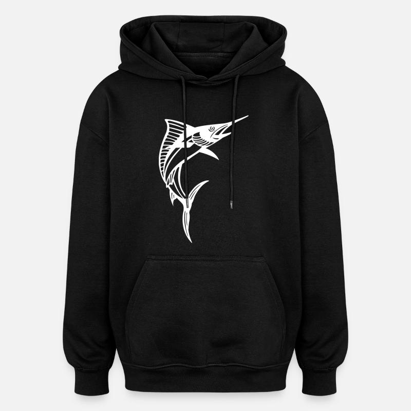 Espadon blanc - Sweat à capuche oversize unisexe - noir