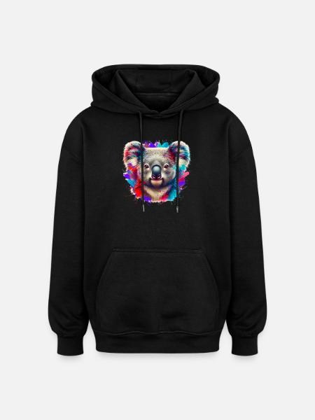 Koala - Sweat à capuche oversize unisexe - noir