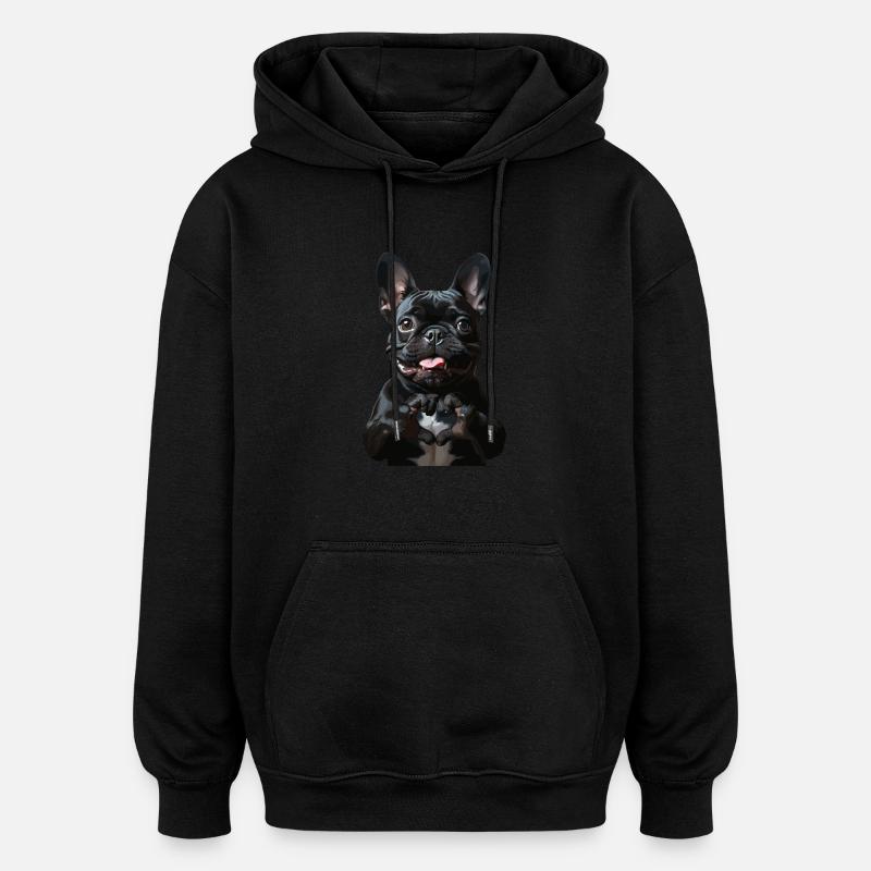 Look mignon de bouledogue français - Sweat à capuche oversize unisexe - noir